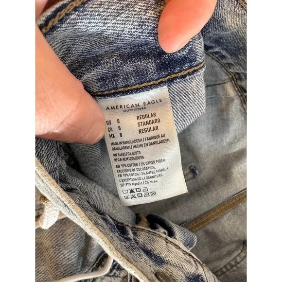 American Eagle Womens Acid Wash Cargo Jogger Jeans Light Blue Drawstring Denim - Picture 9 of 15